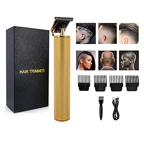 Anheqiao Professional Hair Clippers for Men Electric Haircut Kit Set Beard Trimmer Cordless Zero Gapped T-Blade Close Cutting Hair Trimmer USB Rechargeable Clippers for Hair Combs(4 Combs, Gold)