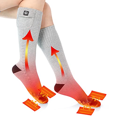 Heated Socks for Men Women, SAVIOR HEAT 2022 Electric Rechargeable Battery Thick Long Ski Socks for Winter Cold Weather Hunting Hiking Camping Skating Motorcycle Cycling Fishing