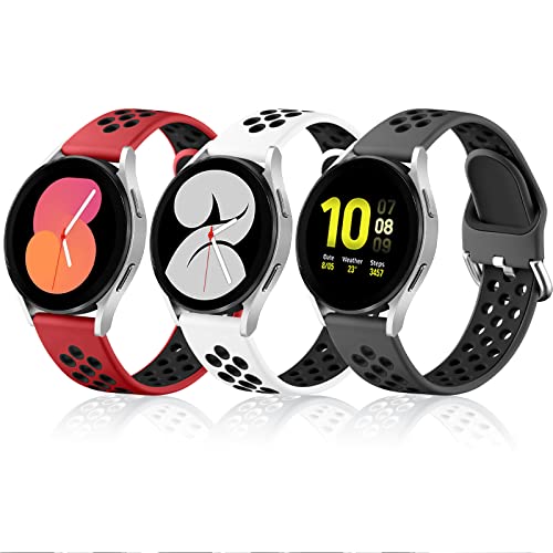 Lerobo 3 Pack Bands Compatible with Galaxy Watch Active 2 44mm 40mm/Active, Galaxy Watch 3 41mm,Galaxy Watch 4& 5 Band/Watch 5 Pro Bands 45mm,20mm Sporty Breathable Soft Silicone Band for Large