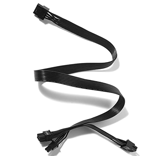 Feliscanis PCIE Cable for Corsair, 65cm Male to Male 8 Pin to Dual 6+2 Pin GPU Cable for Thermaltake Power Supply (65+15cm)