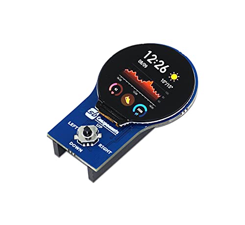 sb components Raspberry Pi Pico 1.28” Round LCD HAT, 1.28inch LCD Display Module for Raspberry Pi Pico 65K RGB Colors 240×240 Pixels with SPI Interface