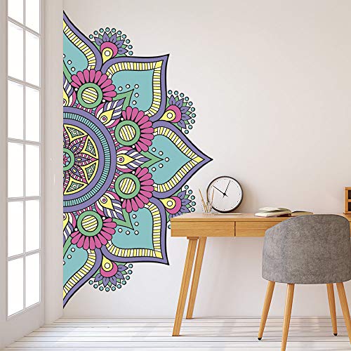Diuangfoong Wall Sticker Mandala in Half Wall Sticker, Colorful Mandala Wall Decal, Decor for Home, Studio, Removable Vinyl Sticker for Meditation, Yoga Wall Art #2 32#, one size