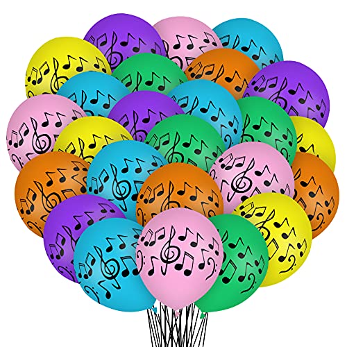 30 Pcs Music Notes Balloons Colorful Music Birthday Party Decoration Balloons 12 Inches Latex Balloon for Musical Theme Birthday Party Decor Supplies