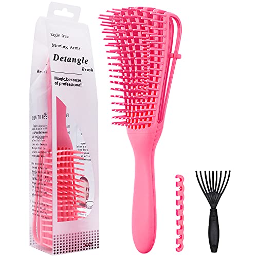 Detangling Brush, Comb for 3a to 4c Texture hair, Curly, Greasy, Dry or Thick Hair, Massage the Scalp and Improve Hair Quality, Suitable for Men, Women and Children(Pink)
