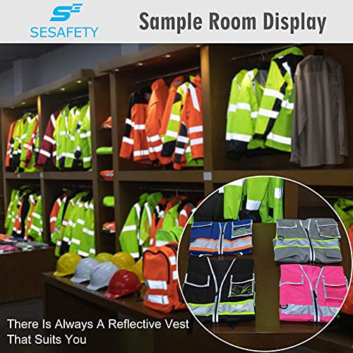 sesafety Safety Vest with 9 Pockets Gifts for Man, High Visibility Reflective Vest, ANSI/ISEA Class 2 Type R, Yellow, M | The Storepaperoomates Retail Market - Fast Affordable Shopping