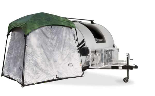 PahaQue 5×7 Pop Up Teardrop Camper Trailer Tent, Mini Side Mount Teardrop Trailer Screen Room with Awning, Compatible with Nucamp TAG Teardrop Trailers