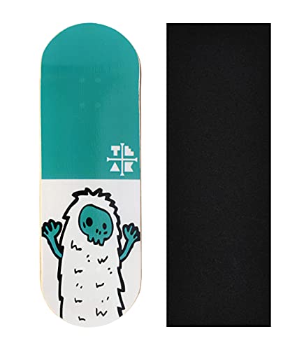 Teak Tuning Premium Fingerboard Graphic Deck, Teal Yeti – 32mm x 97mm – Heat Transfer Graphics, Pro Shape & Size – Pre-Drilled Holes – Includes Prolific Foam Tape