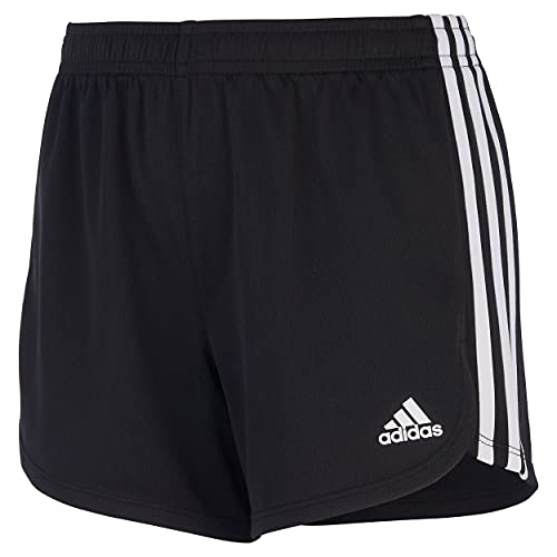 adidas girls 3-stripes Mesh Shorts, Black, Large Plus