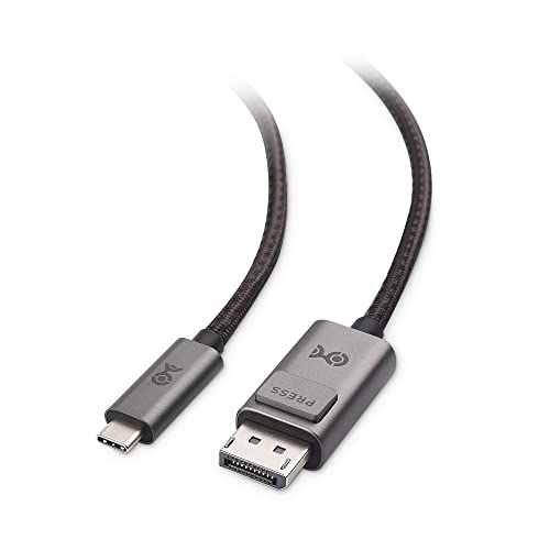 Cable Matters Premium Braided 6 ft USB C to DisplayPort 1.4 Cable Support 8K 60Hz / 4K 144Hz (USB-C to DisplayPort, USB C to DP Cable) in Gray – Thunderbolt 4 /USB 4 Compatible with MacBook Pro, XPS