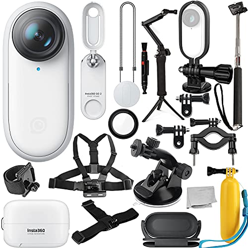 Insta 360 GO 2 Action Camera with Deluxe Bundle Includes: Action Camera Frame Adapter for Insta360 GO2, Selfie Stick, Suction Cup Mount, Floating Bobber Handle, PipeBike Mount Much More(IN360GO2DB)