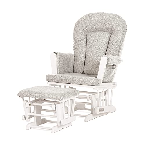 Forever Eclectic by Child Craft Tranquil Glider Rocker and Ottoman Set (Matte White/Gray Herringbone)