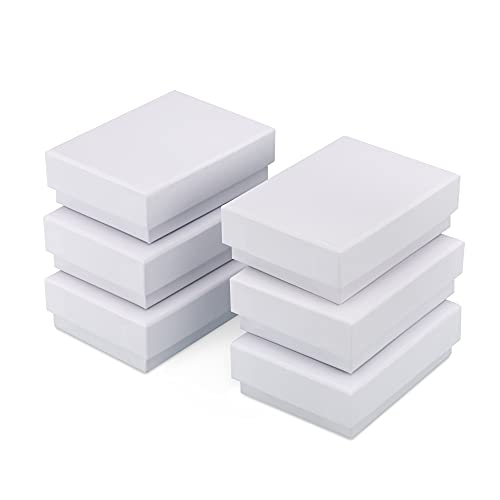 BULK PARADISE 6-Pack Cotton Fill Cardboard Paper Jewelry Box Gift Case Genuine White: Size 3.08” x 2.28” x 1.1”