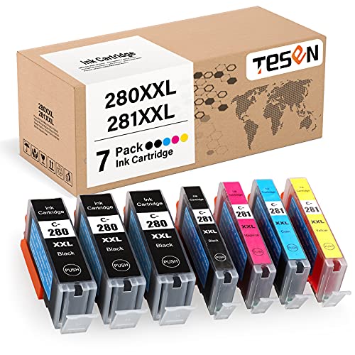 TESEN Compatible 280XXL 281XXL Ink Cartridge Replacement for Canon 280 281 XXL PGI280XXL CLI281XXL Use with PIXMA TR8520 TR8620 TS6220 TS6320 TR7520 TS6120 TS9120 TS8120 Printer , 7 Pack Color Set