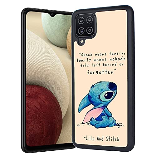 NW VONDER Case Designed for Samsung Galaxy A12 Case,Cute Lilo and Stitch TPU Cover Case Compatible with Samsung Galaxy A12 6.5 inch, Black, 16.6×8×1.2CM