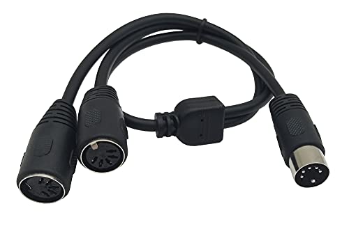 MIDI Sync Breakout Cable, Traovien DIN 5-Pin Splitter Y Adapter MIDI Cable Male to 2X Dual Female Extension(50CM)