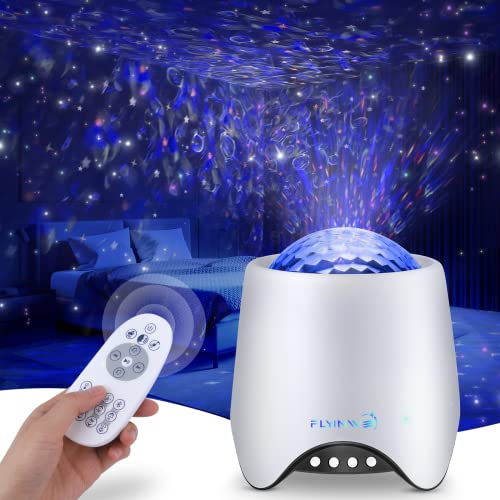 Flyinwe Room Decor Star Projector, Galaxy Projector for Bedroom, Night Light for Kids, Ceiling Projector for Teen Girls, Led Lights for Bedroom, Music Speaker, White Noise Sound Machine