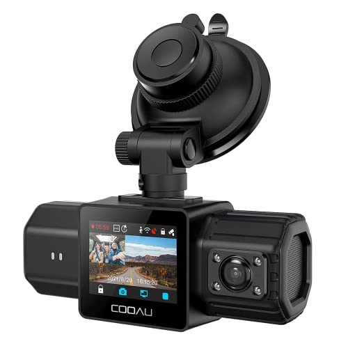 Dual Dash Cam with Built-in GPS, COOAU 1080P Front and Inside WiFi Dash Camera for Cars, Sony Sensor, Supercapacitor, 4 IR Night Vision, G-Sensor, Loop-Recording & Parking Mode (D20)