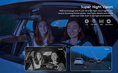Dual Dash Cam with Built-in GPS, COOAU 1080P Front and Inside WiFi Dash Camera for Cars, Sony Sensor, Supercapacitor, 4 IR Night Vision, G-Sensor, Loop-Recording & Parking Mode (D20) | The Storepaperoomates Retail Market - Fast Affordable Shopping