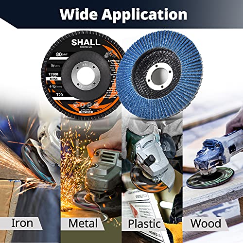 SHALL 24-Pack Flap Disc, 4-1/2″ x 7/8″, Zirconia Grinding Wheel 40/60/80/120 Grit T29 & 40 Grit T27 Angle Grinder Abrasive Sanding Disc with Etched Grit Number Indication, 80pcs Emery Cloth Per Disc | The Storepaperoomates Retail Market - Fast Affordable Shopping