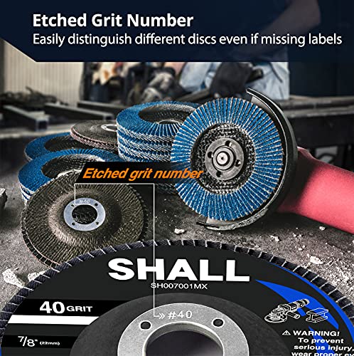 SHALL 24-Pack Flap Disc, 4-1/2″ x 7/8″, Zirconia Grinding Wheel 40/60/80/120 Grit T29 & 40 Grit T27 Angle Grinder Abrasive Sanding Disc with Etched Grit Number Indication, 80pcs Emery Cloth Per Disc | The Storepaperoomates Retail Market - Fast Affordable Shopping