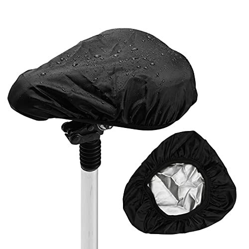 Qoyapow 2PCS Bike Seat Cover Waterproof Cycling Rain Cover with Elastic Band Rainproof Dust-Proof and Sun-Proof Bicycle Seat Cover