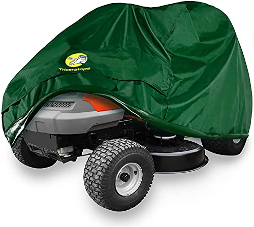 Riding Lawn Mower Cover, 600D Heavy Duty Polyester Oxford Lawn Mower Covers Waterproof, Tractor Cover Fits Decks up to 54″, UV & Fade Resistant, Universal Fit with Drawstring All Weather Protection
