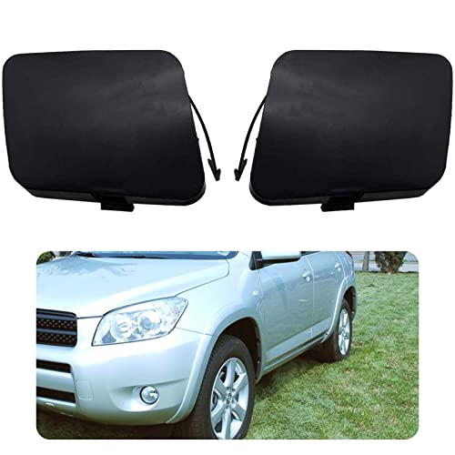 SecosAutoparts 2Pcs Front Left & Right Bumper Tow Eye Cover Cap Compatible with Toyota RAV4 2006 2007 2008 2009 Replace 53285-42930 , 53286-42931