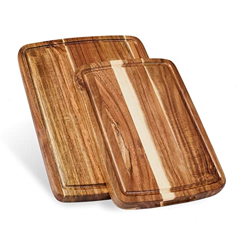 Sonder Los Angeles, Small and Medium Acacia Wood Cutting Board (Set of 2) with Juice Groove, 14x10x1in and 12x8x1in (Gift Box Included)