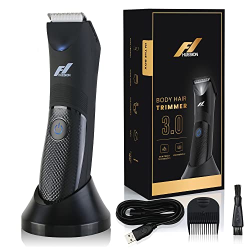 Fhuesion Electric Groin & Pubic Hair Trimmer for Men, Ball Shaver w/Light, Body Groomer Replaceable Ceramic Blade, Male Razor Waterproof Wet/Dry, USB Charging