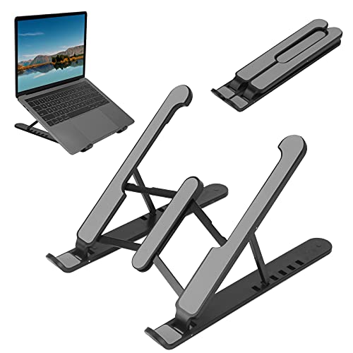 Laptop Stand, Adjustable Laptop Stand for Desk, Foldable Laptop Stand, Aluminum Laptop Cradle, laptop holder Compatible for MacBook, MacBook Pro,Air, HP, Dell, Lenovo More (10 to 16 inch) (Black)