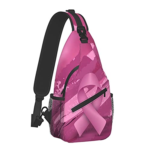 KUOAICY Breast Cancer Pink Ribbon Crossbody Bags For Women Men Chest Shoulde Hiking Travel Accessories Daypacks, One Size