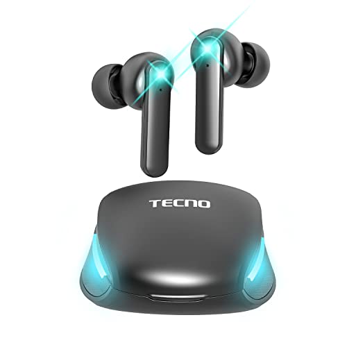 Tecno Wireless Gaming Earbuds with Microphone, 50ms Ultra-Low Latency Bluetooth Earbuds Noise Cancelling, 25H Playtime Bluetooth Gaming Earbuds for PC, G01 Black