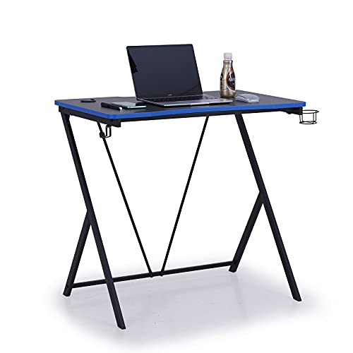 Sophia & William Gaming Desk Blue 31.5″ L x 19.7″ W x 29.5″ H, Home Office PC Computer Desk Table with Headphone Hook Cup Holder and Stickers for Free Style Decoration