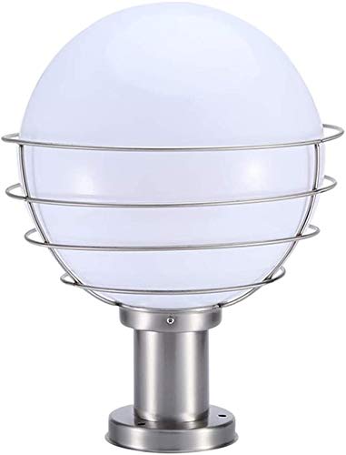 Bwldma Outdoor Waterproof Ball E27 Post Lamp Modern Simple Round Spherical Column Headlights Stainless Steel Home Garden Bulb Landscape Pillar Light (Size : 20 30cm) (Size : 30CM)