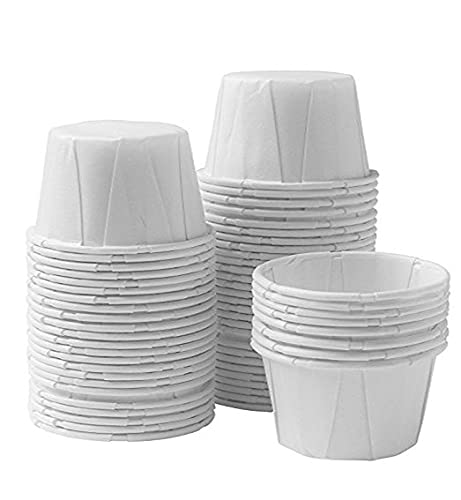 Vakly Disposable Paper Souffle Medicine Cups 1 Ounce [Pack of 500] Cups for Medication Distribution, Pills, Tasting, Condiments, Food and Dessert Serving (500)