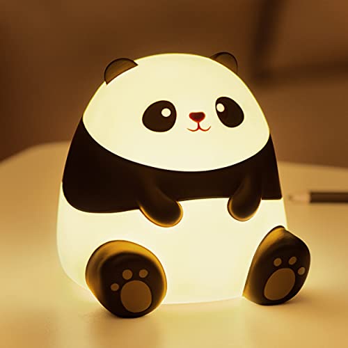 MIVANI Night Light for Kids, Panda Gifts, Cute LED Lamps for Teen Girls Bedroom, Timer Auto Shutoff, AAA Battery Operated, Silicone Animal Nightlight for Baby Nursery, Toddler Boy, Kawaii Room Decor