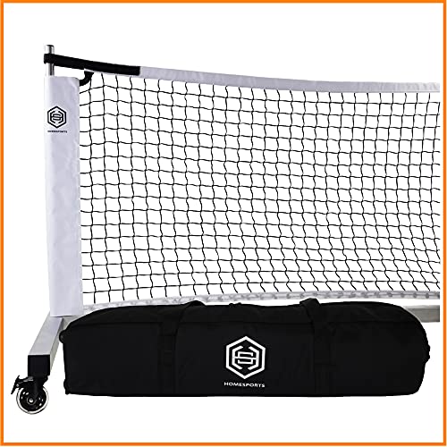 DOMINATOR Indoor/Outdoor Portable Pickleball Net, Constructed of Rust Proof Aluminum Frame – Includes Rolling Carry Bag, Locking Rollers