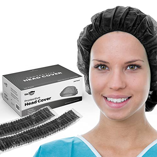 Hair Nets Food Service, 100 Pack Individually Wrapped Disposable Black Bouffant Hair Net for Women and Men – Nurse Surgical Cap, Protective Head Cover