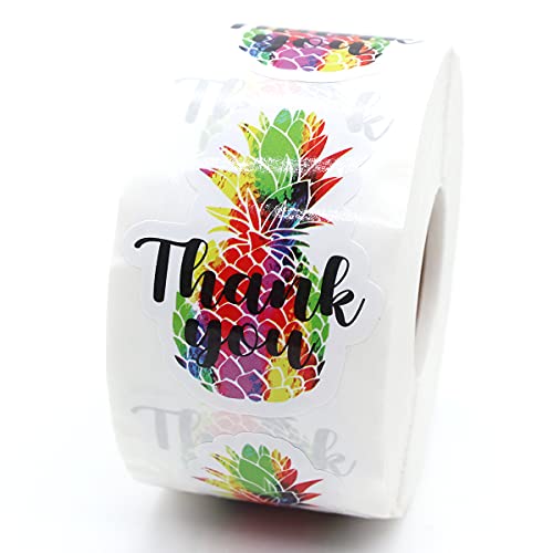 Littlefa 1.5” Thank You with Rainbow Pineapple Design Stickers,Thank You Stickers,Bakeries Stickers,Handmade Stickers,Small Business Stickers, Envelopes Stickers, Gift Bags Packaging 500 PCS