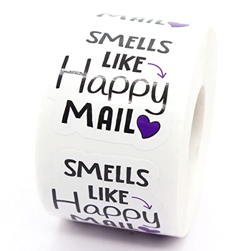 Littlefa 1.5” Smells Like Happy Mail Stickers,Mail Stickers,Small Business Stickers, Envelopes Stickers, Gift Bags Packaging 500 PCS