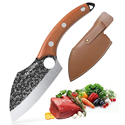 ZeroKnife Husk Chef Knife, Japanese Butcher Knife,Handmade Fishing Filet & Bait Knife, High Carbon Steel Japan knives Meat Cleaver for Kitchen Cooking, Hunting, Camping