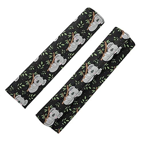Grey Sleeping Baby Koala Bear on Tree Trunk 2 Pieces Adjustable Car Seat Belt Pads Cover, Universal Car Seat Belt Shoulder Strap Covers, Car Seat Belt Cushions for Adults Kids