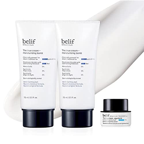 belif Moisturizing Bomb Duo Skincare Set | 26 Hours Lightweight & Soothing Hydration | Moisturizer for Dry, Oily & Sensitive Skin | Clinically Tested Face Cream | Antioxidant Facial Cream | 5.07 Fl Oz
