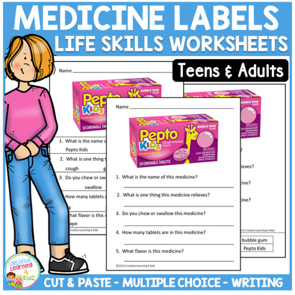 Life Skills: Reading Medicine Labels Worksheets – Special Education