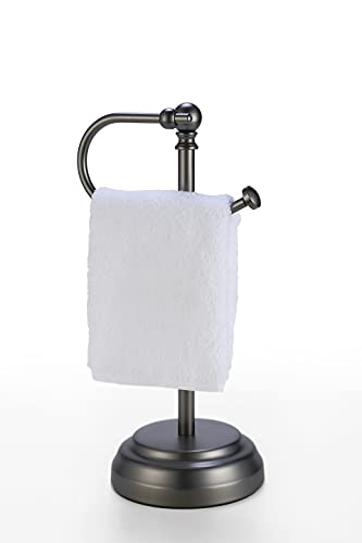 SunnyPoint Heavy Weight Classic Decorative Metal Fingertip Towel Holder Stand for Bathroom, Kitchen, Vanity and Countertops. (Black Nickel, 13.375″ x 5.5 x 6.75 INCH)