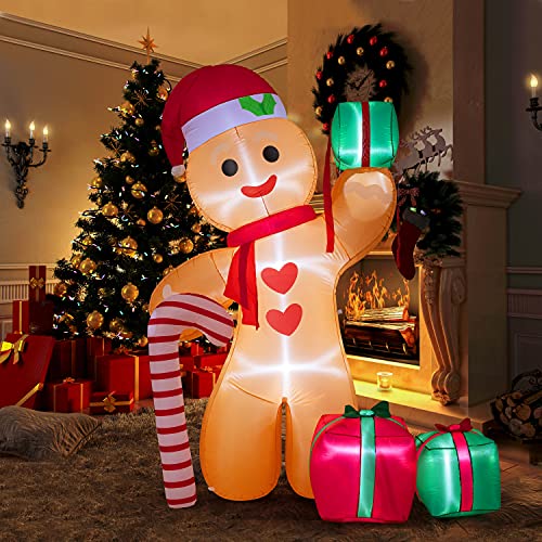 Peyton 8FT Inflatable Gingerbread Man with Candy Cane and Three Gift Boxes,LED Lighted Christmas Decoration Indoor and Outdoor. | The Storepaperoomates Retail Market - Fast Affordable Shopping