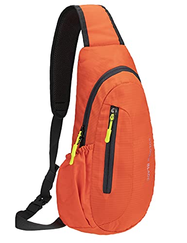 PivotWing Sling Bags for Men Womens Lightweight Small One Strap Chest Side Bag Mini Crossbody Day Pack Everyday Sling Backpack Bodybag for Trip Gym Outdoor Dog Walking Orange