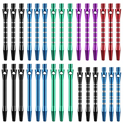 30 Pcs Dart Shafts for Steel Tip Medium 2BA Thread Aluminium Alloy Dart Stems 50 mm 53 mm with Rubber Rings Replacement Harrows Dart Accessories and Flights(Classic Style,Multi Colors)