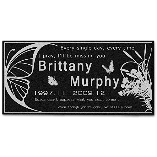 CUMMOSP Personalized Memorial Granite Stone,Headstones for Graves,Garden Memorial Stones,Memorial plaques for Outdoors,Cemetery headstones,Grave Marker,Memorial Stones for Loved Ones (Butterfly)
