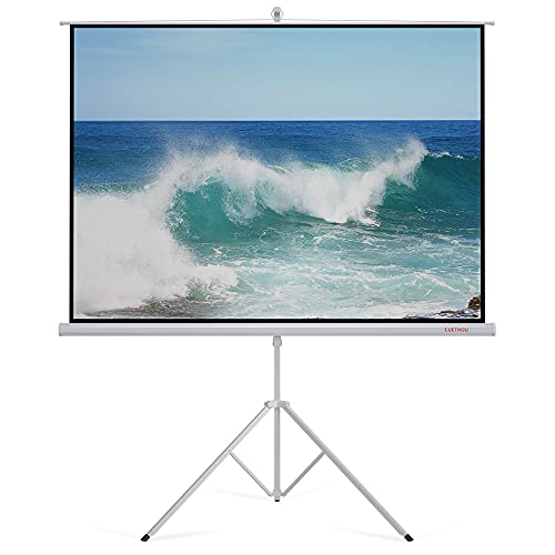 Projector Screen Portable Indoor Outdoor with Stand 4K Ultra HD Wide Viewing Angle 100 Inch 4:3 Wrinkle-Free Design Tripod Projection Screen Easy to Clean for Home Theater ,Office, School by CUETHOU